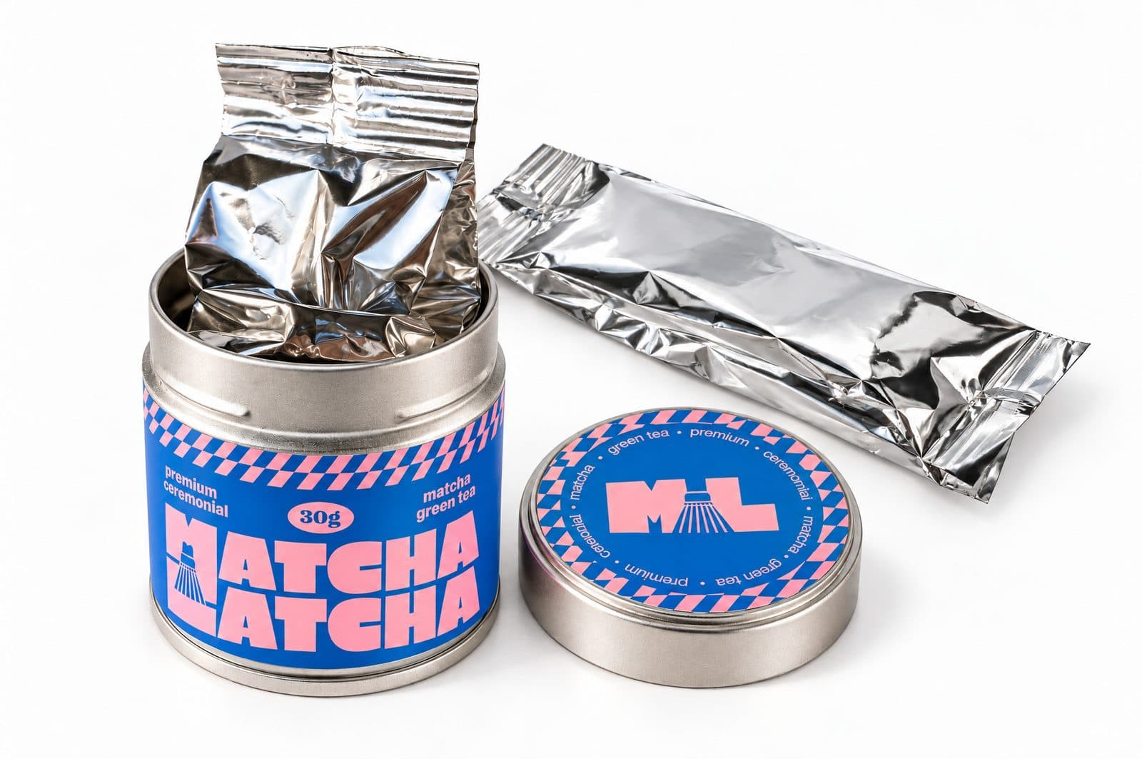 Matcha Latcha Verpackung – Dose mit innerem Schutzbeutel